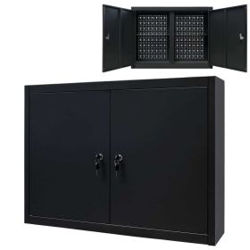 Wall Mounted Tool Cabinet Industrial Metal 31.5"x7.5"x23.6" Black