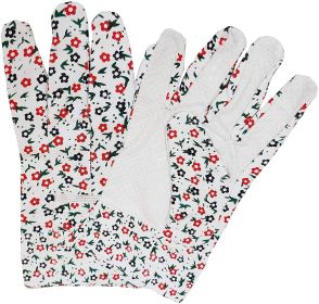 Pack of 600 Single Side Dot Cotton Gloves - Ladies Size. Floral Pattern Protective Cotton Knit Gloves. Knitted Cotton Poly Gloves for General Purpose.