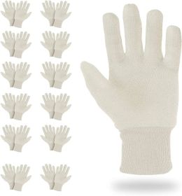 Jersey Gloves for Men and Women 10", Pack of 480 Cotton Jersey Work Gloves Natural Color with Elastic Knit Wrists, Jersey Garden Gloves, Non-Slip Cott
