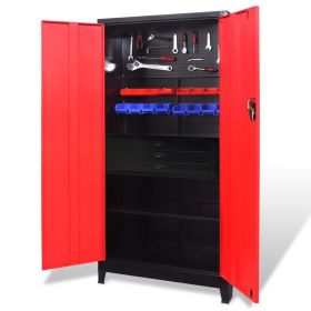 Tool Cabinet with Tool Chest Steel 35.4"x15.7"x70.9" Red and Black