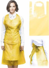 Pack of 500 Yellow Polyethylene Aprons 28 x 46 Disposable Aprons Waterproof 1 Mil PE Lightweight Industrial Poly Aprons 28x46 for Food Industry ; Cook