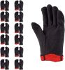 144 Pairs Red Fleece Lined Brown Jersey Gloves 9.5" Size. Reusable Washable Gloves with Open Cuff; Gunn Cut Pattern. Plain Breathable Gloves. Protecti