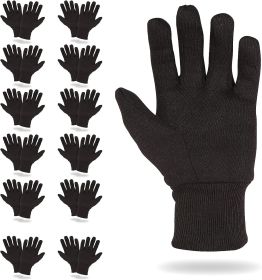 Pack of 600 Women's Brown Jersey Gloves 9.5" Washable Cotton Work Gloves 10 Oz with Elastic Knit Wrist. Cotton Polyester Reusable Gloves. Comfortable
