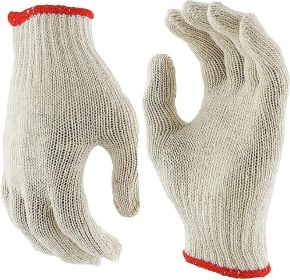 Pack of 384 String Knit Gloves 9.5'. Cotton Polyester String Knit Shell Safety Protection Work Gloves with Elastic Knit Wrist 10 Gauge for Women in Me