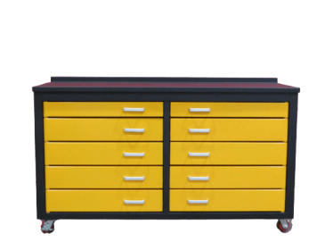 6ft Storage Cabinet with Workbench (10 Drawers)