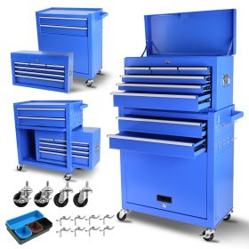 Rolling Tool Chest with Wheels and 8 Drawers, Detachable Large Tool Cabinet with Lock for Garage, Locking Mechanic Tool Cart with Black Liner for Ware