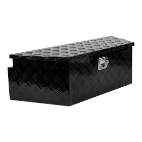 39 Inch Aluminum Utility Trailer Tongue Tool Box 5 Bar Tread Trailer Tongue Box Waterproof Under Truck Storage for Pick Up Truck Bed, RV Trailer, ATV