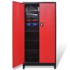 Tool Cabinet with 2 Doors Steel 35.4"x15.7"x70.9" Black and Red