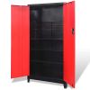 Tool Cabinet with 2 Doors Steel 35.4"x15.7"x70.9" Black and Red