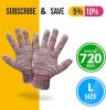 String Knit Work Gloves Men Bulk Pack of 720 Pairs; Large Multi-Color Cotton Gloves For Men 10" x 4"; Breathable Cotton Work Gloves Women; Washable Wo
