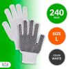 PVC String Knit Work Gloves 9.5 Size Pack of 240 Safety Work Gloves White Color with Black Dots. Coton Gloves for Warehouse Gardening Construction. Gl