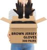 300 Pack Brown Jersey Gloves for Women 9" 1/2 Reusable Washable Glove with Elastic Knit Wrist. Cotton Polyester Gloves 10 Oz Plain Breathable Gloves I