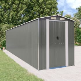 Garden Shed Light Gray 75.6"x336.6"x87.8" Galvanized Steel