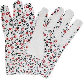 Pack of 600 Single Side Dot Cotton Gloves - Ladies Size. Floral Pattern Protective Cotton Knit Gloves. Knitted Cotton Poly Gloves for General Purpose.