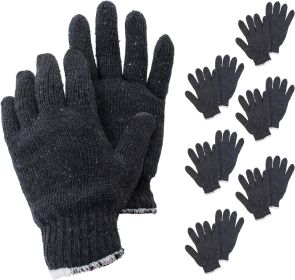 String Knit Gloves Gray 10''; Cotton Gloves for Men and Women. Pack of 480 Washable Polyester Construction Gloves for Industrial Activities; Cotton Wo