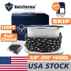 Holzfforma¬Æ 100FT Roll 3/8' .050'' Full Chisel Skip Saw Chain With 40 Sets Matched Connecting links and 25 Boxes