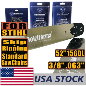US STOCK - Holzfforma 52inch 3/8' .063' 156DL Guide Bar & Standard Chain & Ripping Chain & Skip Chain Combo For MS440 MS441 MS460 MS660 MS661 MS650 Ch