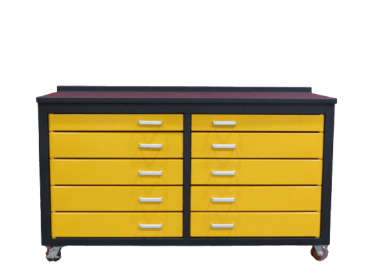 6ft Storage Cabinet with Workbench (10 Drawers)