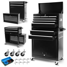 8-Drawer Rolling Tool Chest with Wheels, Large Tool Cabinet with Drawers, Mobile Steel Tool Storage Organizer with Lock&Liner for Warehouse, Workshop,