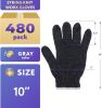 String Knit Gloves Gray 10''; Cotton Gloves for Men and Women. Pack of 480 Washable Polyester Construction Gloves for Industrial Activities; Cotton Wo