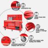 Heavy-Duty 62 in. 10-Drawer Red Tool Chest Mobile Workbench Cabinet with Pegboard Back Wall Red