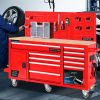 Heavy-Duty 62 in. 10-Drawer Red Tool Chest Mobile Workbench Cabinet with Pegboard Back Wall Red