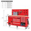 Heavy-Duty 62 in. 10-Drawer Red Tool Chest Mobile Workbench Cabinet with Pegboard Back Wall Red