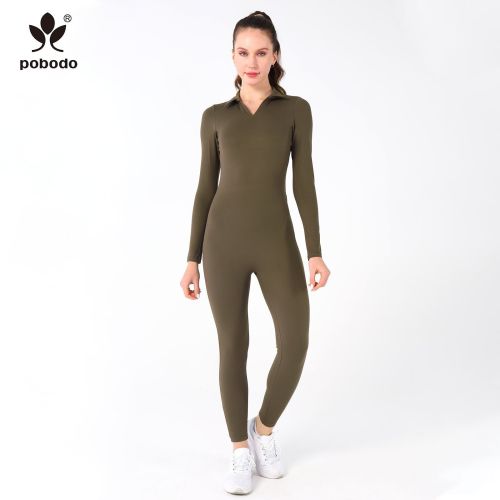 Polo Collar Long Jumpsuit