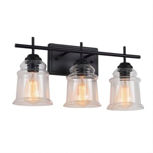 3-Light With Clear Glass Satin Shade,Unique Hand-make Lampshade, Industrial Indoor Light Fixture For Bathroom Living Room Bedroom Over Kitchen Si