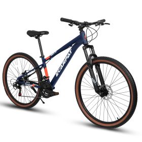 A27302 27 Inch Wheel Mountain Bike, 21-speed Disc Brake Trigger Transmission, Aluminum Frame Unisex Mountain Bike (Option: BLUE ORANGE)