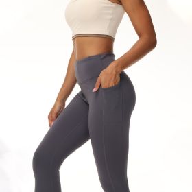 Adding Velvet In Winter Pocket Ankle Pants (Option: Grey-L)