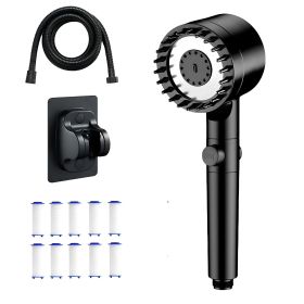 Shower Head Set With Massage Heads, Multiple Filters And Mode-Switching Function For Various Watering Modes (Option: Black Shower Head Kit)